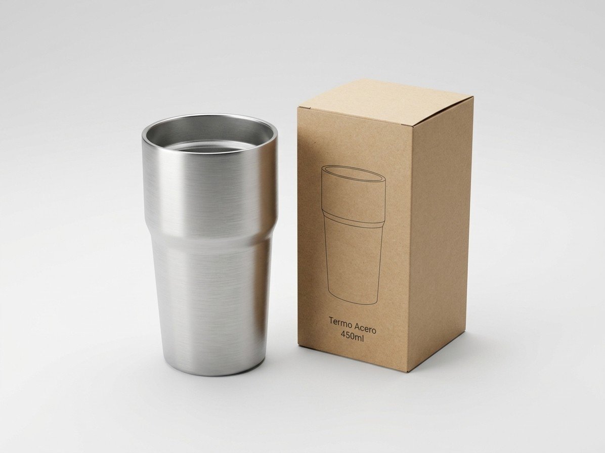 Termo de acero inoxidable,450ml,con cajita