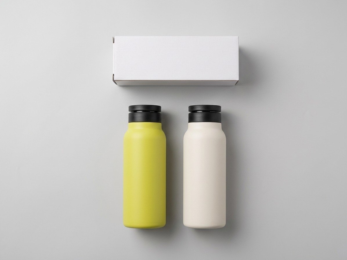Termos 600ml 2 colores con cajita blanca interior de acero inoxidable 304