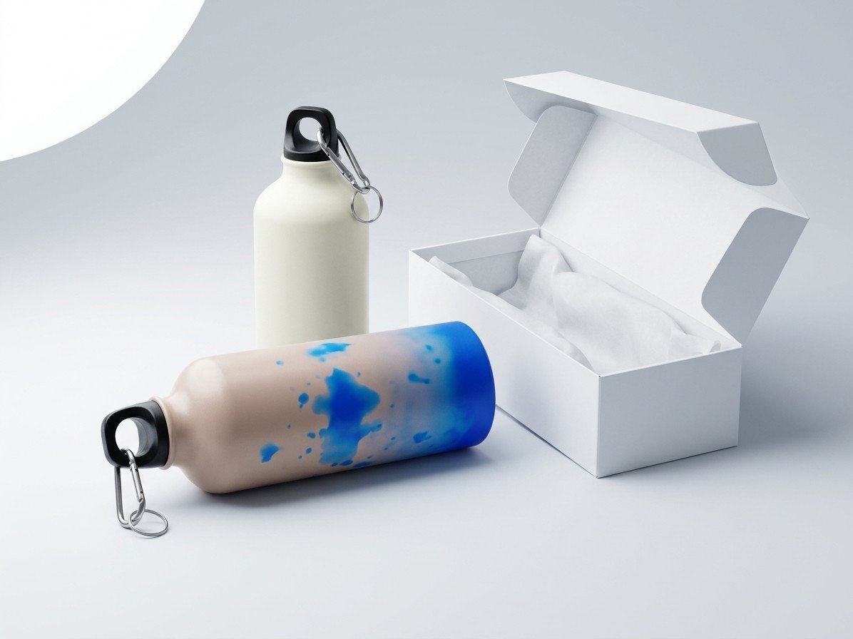 Botella de alumnio,750ml,cambio de color frio, con la cajita blanco
