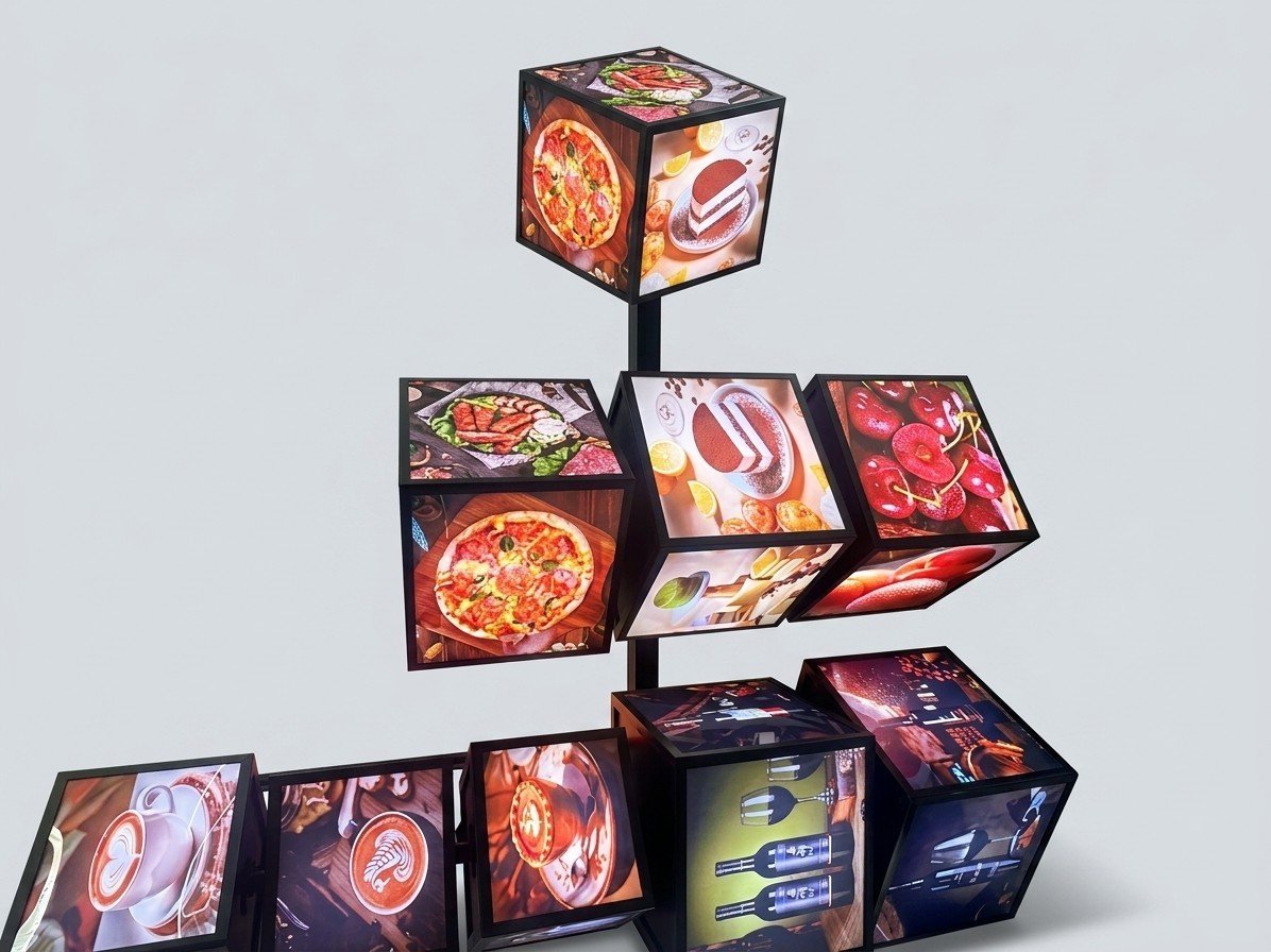 Caja de luz giratoria, 40*40cm, 3 unidades, 110v, enchufe de dos patas planas